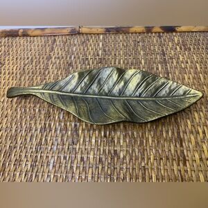 Vintage 50’s Heavy Solid Brass Select Trading Co Leaf Trinket Tray Paperweight